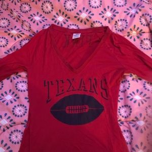 PINK red Texans mesh long sleeve shirt